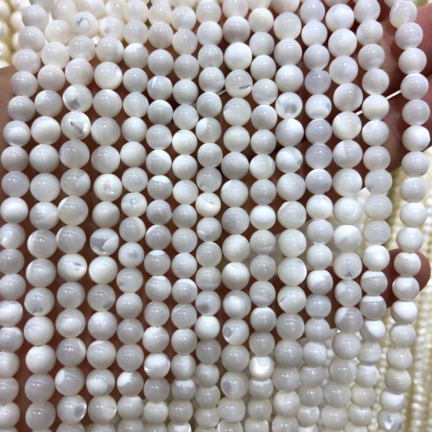 White Shell Beads 4mm 6mm 8mm 10mm 15''