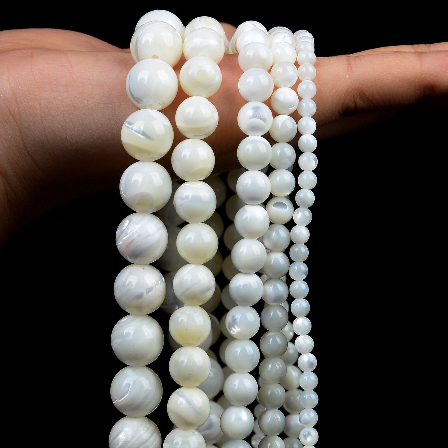 White Shell Beads 4mm 6mm 8mm 10mm 15''