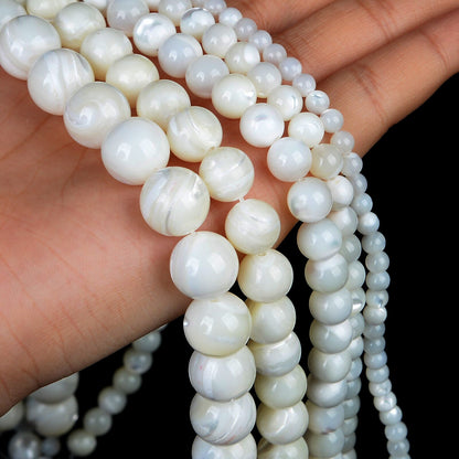 White Shell Beads 4mm 6mm 8mm 10mm 15''