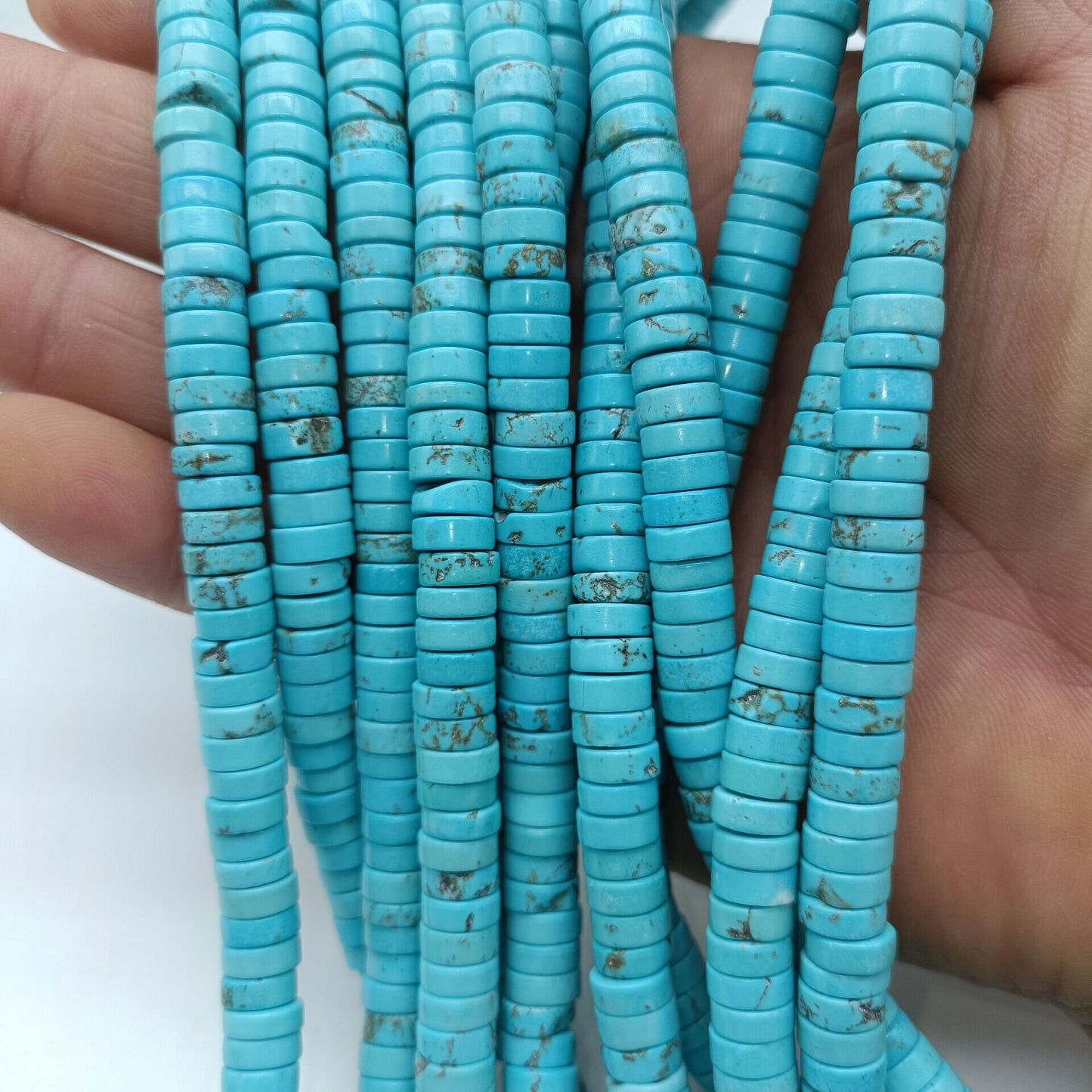 Blue Magnesite Turquoise Rondelle Stone Beads 2x4mm 4x6mm 15''