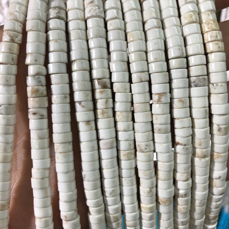 White Magnesite Heishi Beads 2x4mm 4x6mm 15''