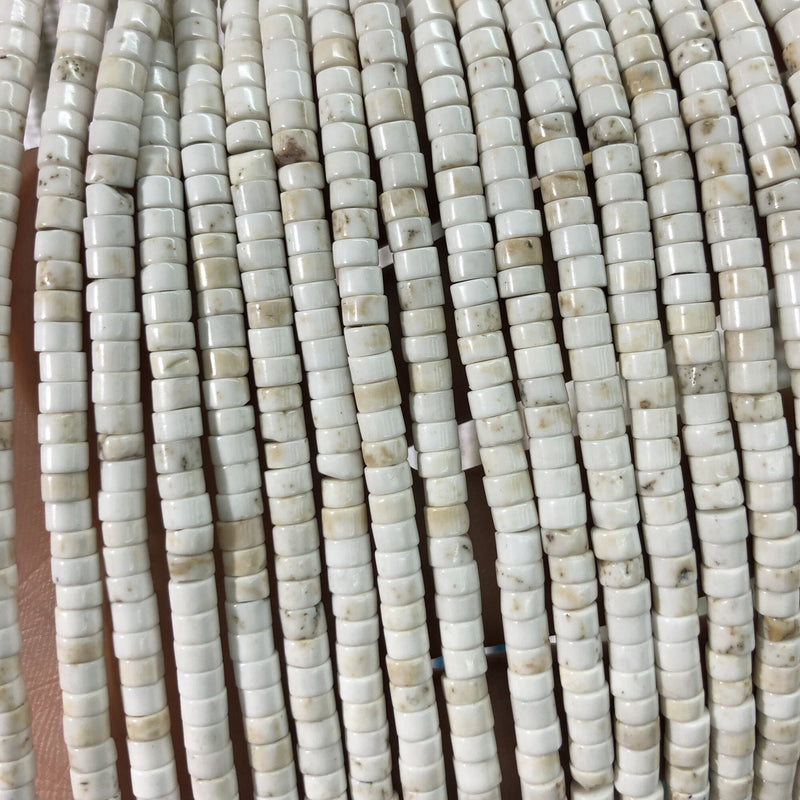White Magnesite Heishi Beads 2x4mm 4x6mm 15''