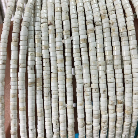 Perles rondelles turquoise magnésite blanche 2x4 mm 4x6 mm 15''