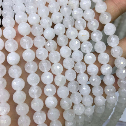 White Quartz Faceted Beads 6mm 8mm 10mm 15''