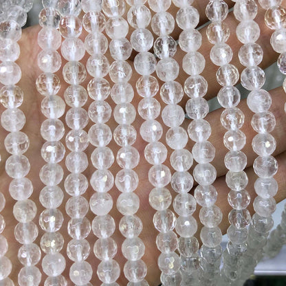 White Quartz Faceted Beads 6mm 8mm 10mm 15''