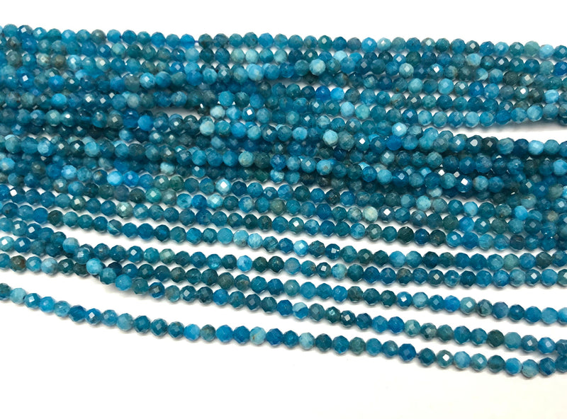 Perles à facettes en apatite bleue A+ 4 mm 15''
