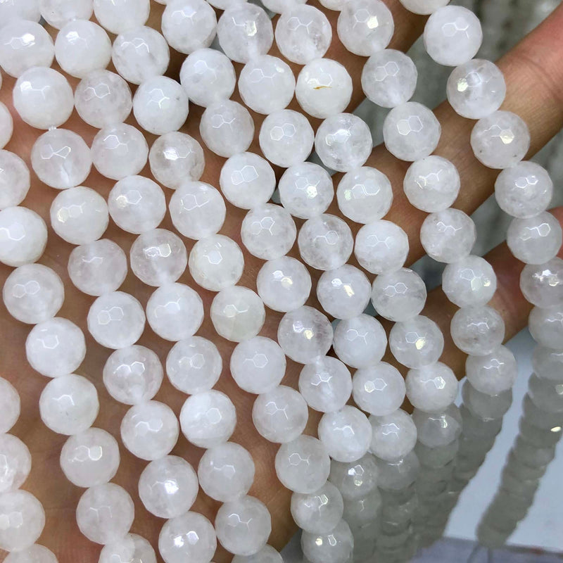White Quartz Faceted Beads 6mm 8mm 10mm 15''