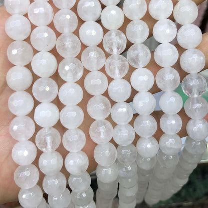 White Quartz Faceted Beads 6mm 8mm 10mm 15''