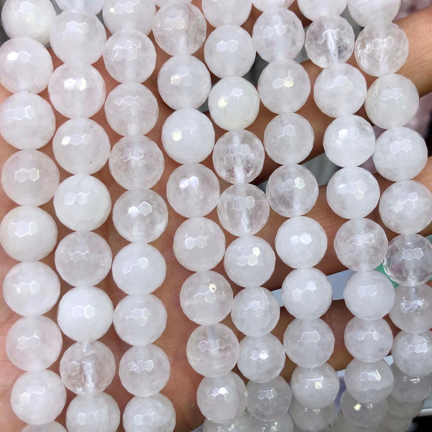 White Quartz Faceted Beads 6mm 8mm 10mm 15''
