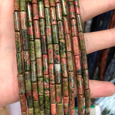 4x13mm Unakite Tube Beads 15''