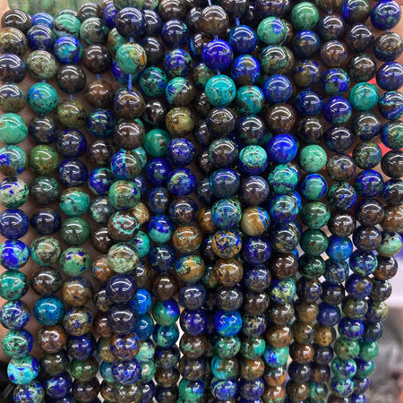 Perles d'azurite véritables 6 mm 8 mm 10 mm 15''