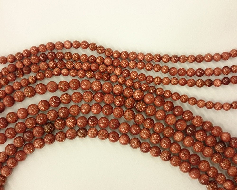 Perles de grès doré 4 mm 6 mm 8 mm 10 mm 12 mm 14 mm 15''