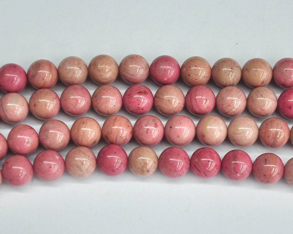 Rød Rhodonit, Naturlig Ædelsten, Rund Sten 4mm 6mm 8mm 10mm 12mm 15''