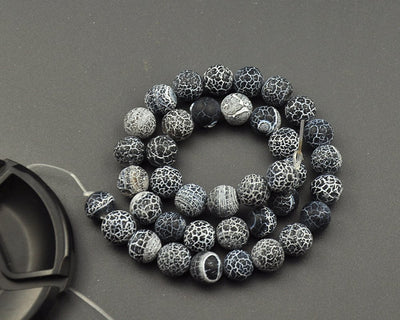 Black Frosted Agate Beads 6mm 8mm 10mm 12mm 15''