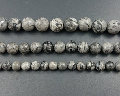 Gray Silk Jasper Beads 4mm 6mm 8mm 10mm 12mm 15''