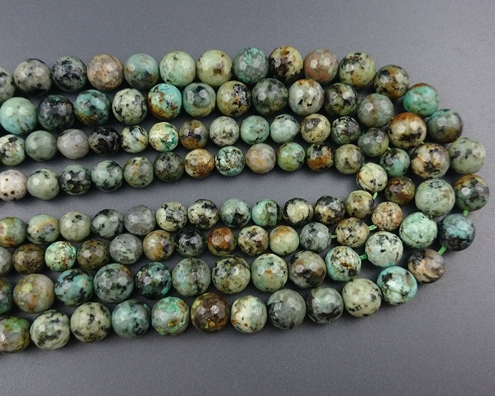 African Turquoise Faceted Beads 6mm 8mm 10mm