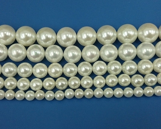 White Shell Pearl Beads 2mm 3mm 4mm 6mm 8mm 10mm 12mm 14mm 15''
