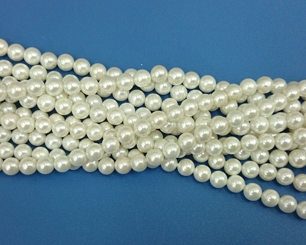 White Shell Pearl Beads 2mm 3mm 4mm 6mm 8mm 10mm 12mm 14mm 15''