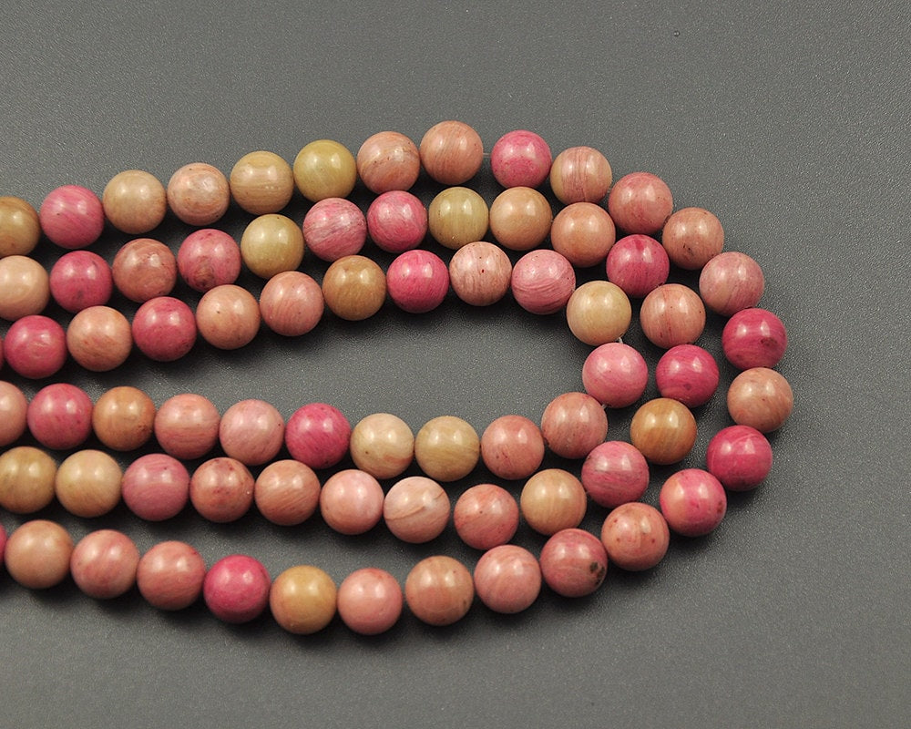 Rød Rhodonit, Naturlig Ædelsten, Rund Sten 4mm 6mm 8mm 10mm 12mm 15''