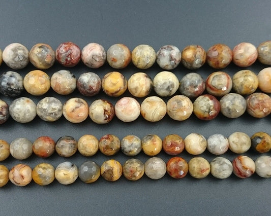 Crazy Agate Faceted Beads 4mm 6mm 8mm 10mm 12mm 15''