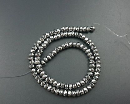 Silver Hematite Rondelle Faceted Beads 2x4mm 3x4mm 3x6mm 15''