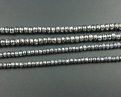 Silver Hematite Rondelle Faceted Beads 2x4mm 3x4mm 3x6mm 15''