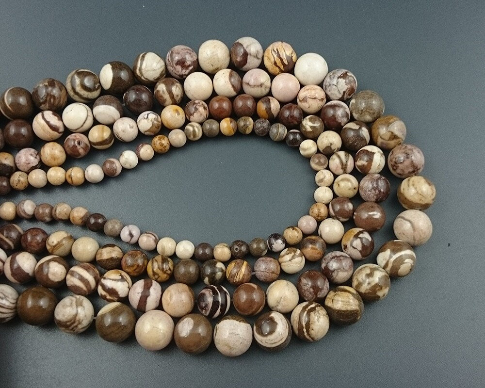 Brown Zebra Jasper 4mm 6mm 8mm 10mm 12mm 15''