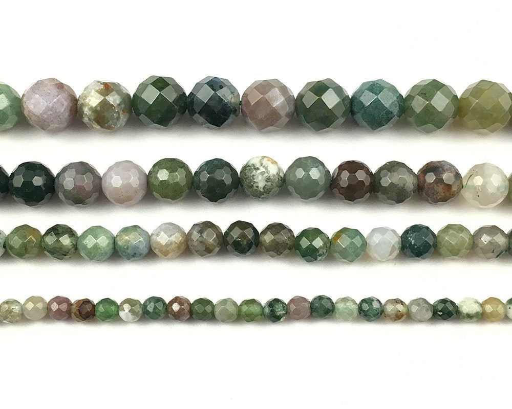 Indian Agate Faceted Beads 4mm 6mm 8mm 10mm 12mm 15''