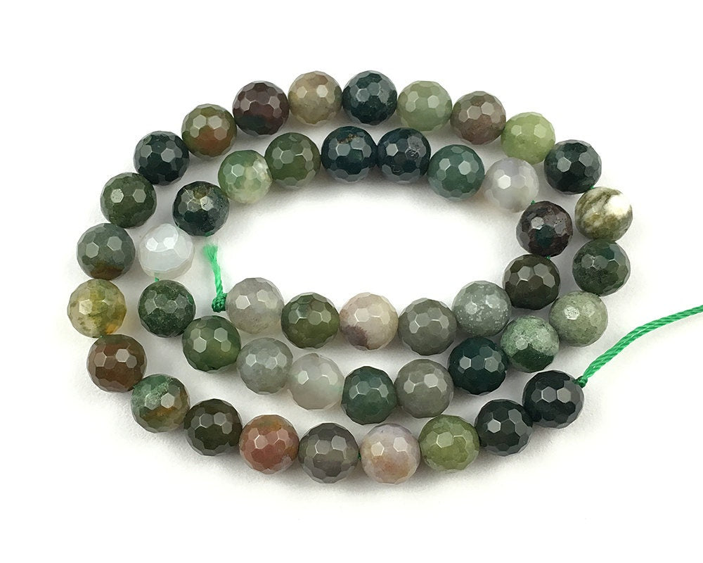 Indian Agate Faceted Beads 4mm 6mm 8mm 10mm 12mm 15''