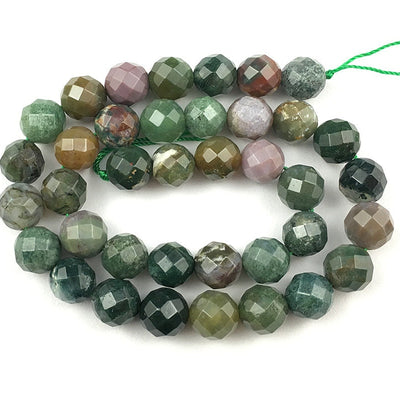 Perles à facettes en agate indienne 4 mm, 6 mm, 8 mm, 10 mm, 12 mm, 15 pouces