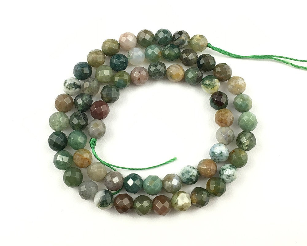 Indian Agate Faceted Beads 4mm 6mm 8mm 10mm 12mm 15''