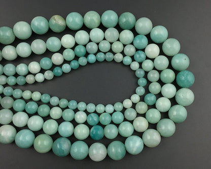 Perles d'Amazonite verte 4 mm 6 mm 8 mm 10 mm 12 mm 15''