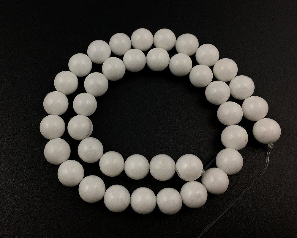 Hvid jade, naturlig ædelsten, rund løs sten 4mm 6mm 8mm 10mm 12mm 15''