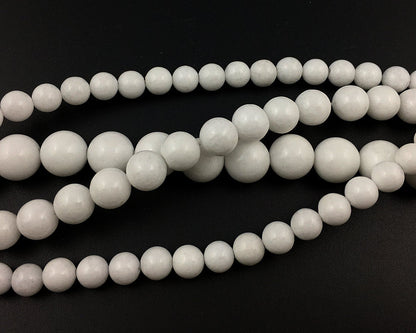 Hvid jade, naturlig ædelsten, rund løs sten 4mm 6mm 8mm 10mm 12mm 15''