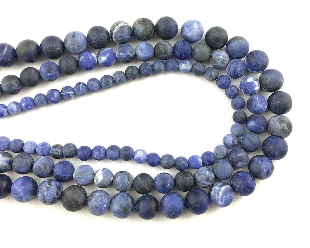 Sodalite Matte Beads Natural Gemstone Beads 4mm 6mm 8mm 10mm 12mm 15''