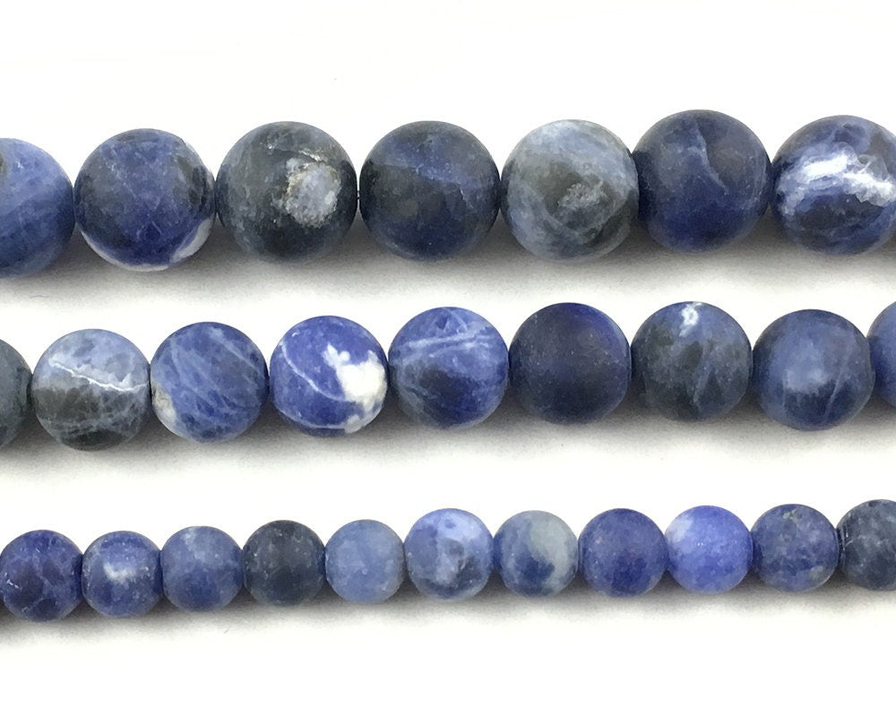 Sodalite Matte Beads Natural Gemstone Beads 4mm 6mm 8mm 10mm 12mm 15''