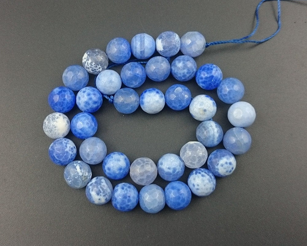 Blue Fire Agate Faceted Beads 6mm 8mm 10mm 12mm 15''