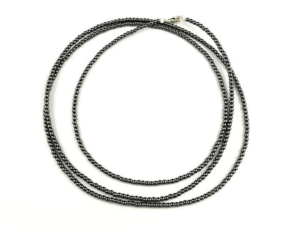 Hematite Stone Necklace 925 Silver Clasp 2mm 3mm 4mm 30'' 40''