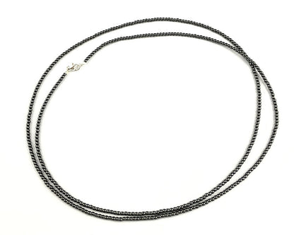 Hematite Stone Necklace 925 Silver Clasp 2mm 3mm 4mm 30'' 40''
