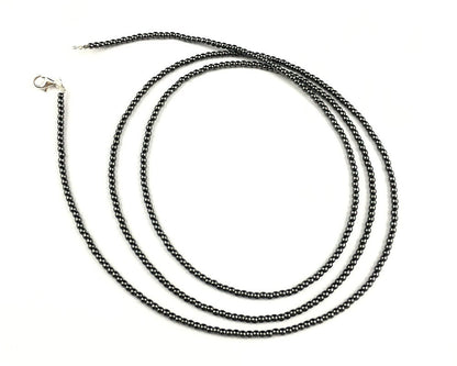 Hematite Stone Necklace 925 Silver Clasp 2mm 3mm 4mm 30'' 40''