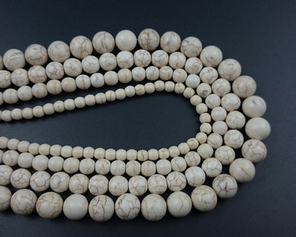 Howlite turquoise blanc ivoire 4 mm 6 mm 8 mm 10 mm 12 mm
