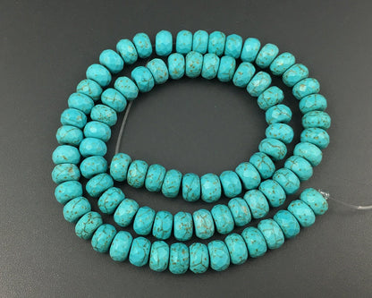 Blue Howlite Turquoise Rondelle Faceted Beads 4x6mm 5x8mm 15''