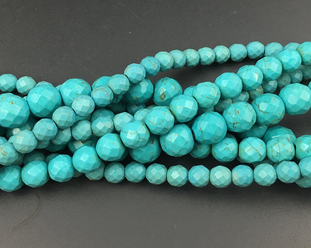 Blue Howlite Turquoise Faceted Beads 6mm 8mm 10mm 12mm 15''