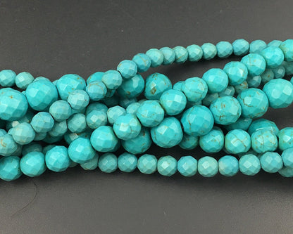 Blue Howlite Turquoise Faceted Beads 6mm 8mm 10mm 12mm 15''