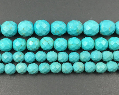 Blue Howlite Turquoise Faceted Beads 6mm 8mm 10mm 12mm 15''