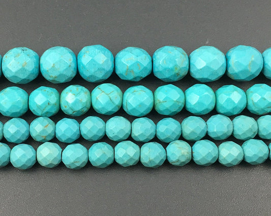 Blue Howlite Turquoise Faceted Beads 6mm 8mm 10mm 12mm 15''