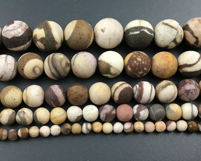 Brown Zebra Jasper Matte Beads 4mm 6mm 8mm 10mm 12mm 15''