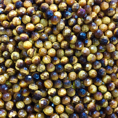 4mm Yellow Tigers Eye Faceted Beads  15''