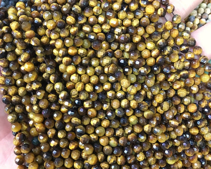 4mm Yellow Tigers Eye Faceted Beads  15''