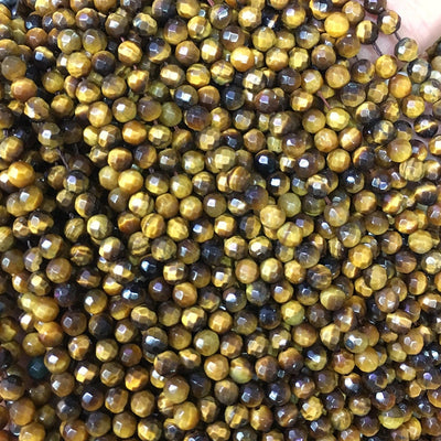 4mm Yellow Tigers Eye Faceted Beads  15''